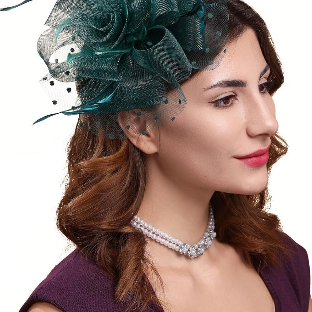 Fascinator Hats Womens Flower Veil Derby Headwear Wedding Church Cocktail